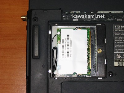 Installed Mini PCI card with antenna